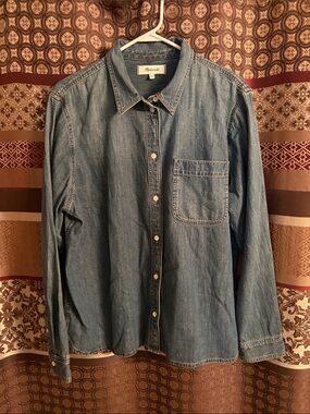 Madewell Blue Denim Button-Up Shirt with Chest Pocket
